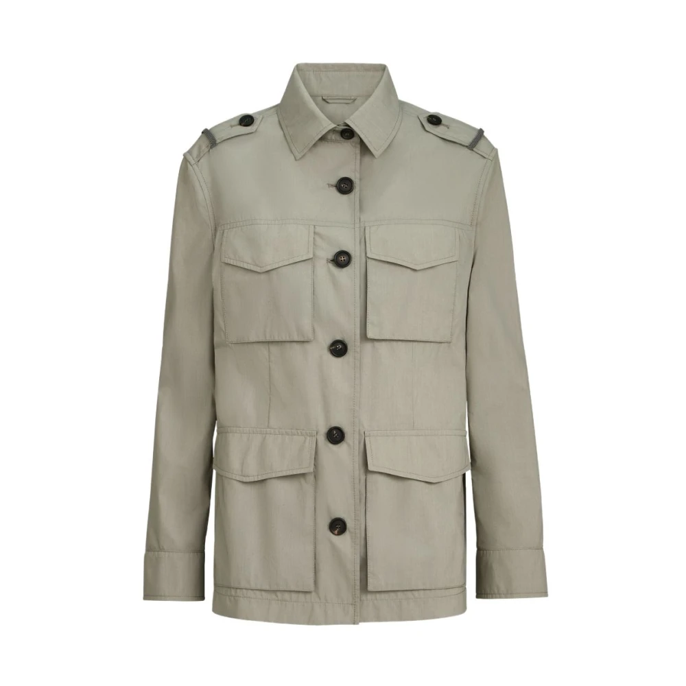 Brunello Cucinelli Green Cotton Blend Field Jacket - Female - Light Jackets - L - Jackets