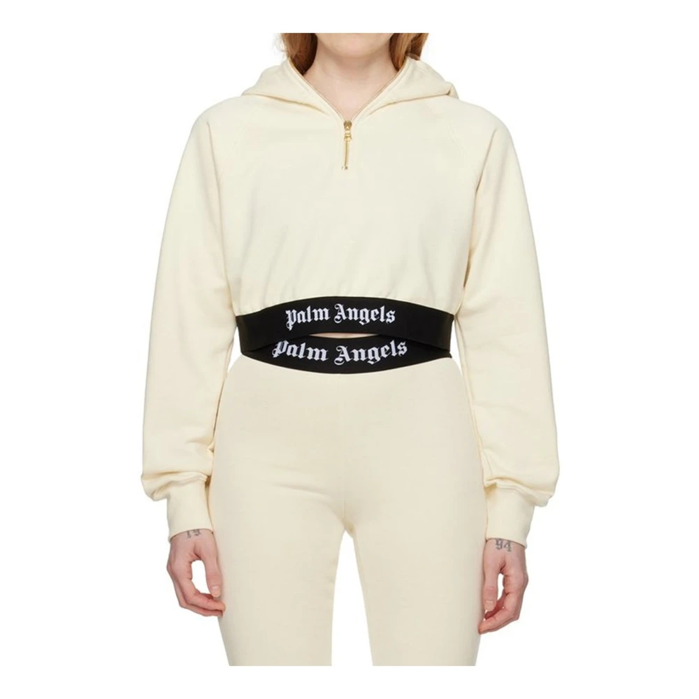Palm Angels Geknipte hoodie voor vrouwen Beige Dames