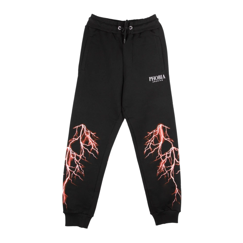 Phobia Archive Mannelijk Zwart Broeken Heren, M, Katoen, Lichtgewicht Trainingsbroek Lange Broek
