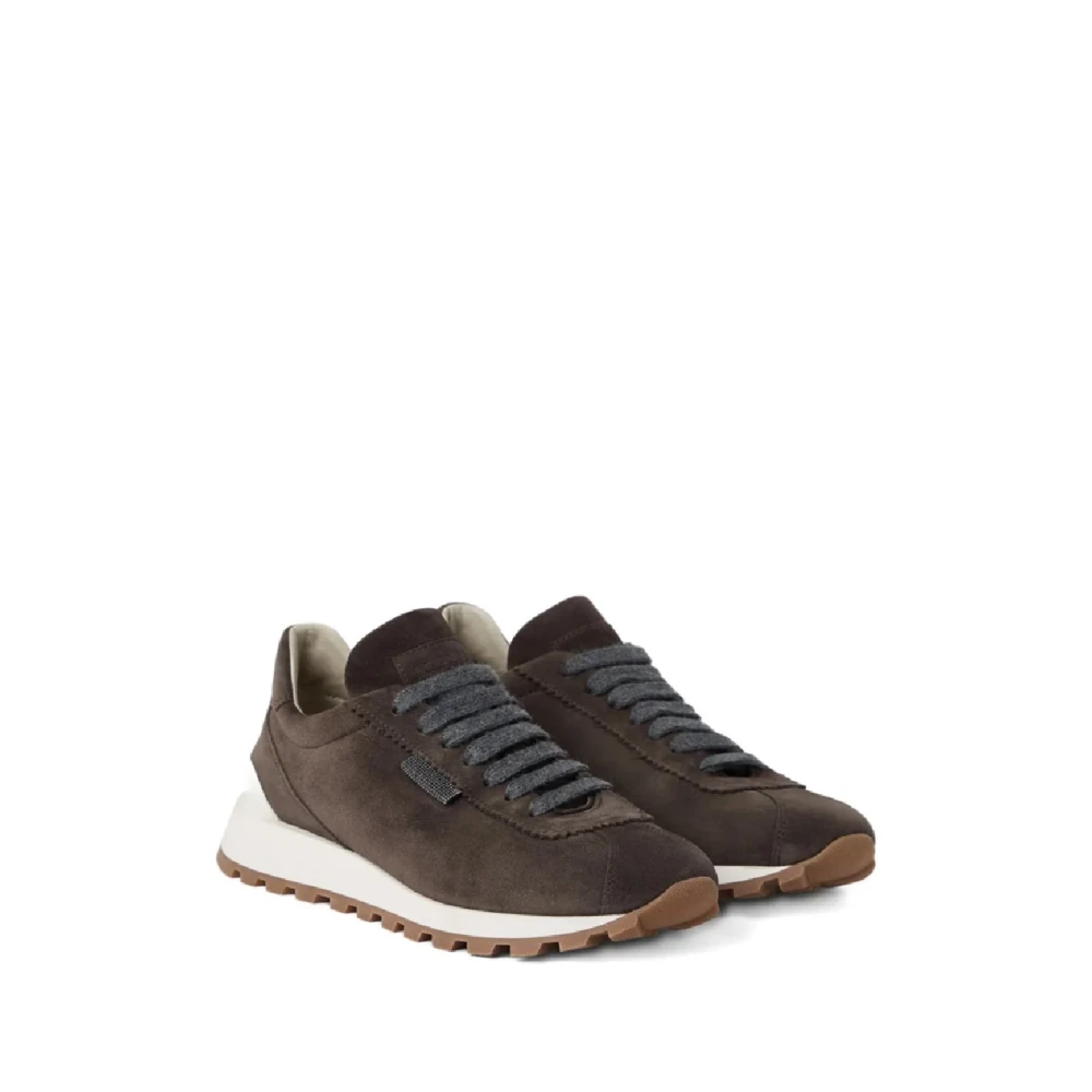 Brunello Cucinelli Suede Low-Top Trainers - Female - Sneakers - Black - 3 Uk - Shoes - Image 3