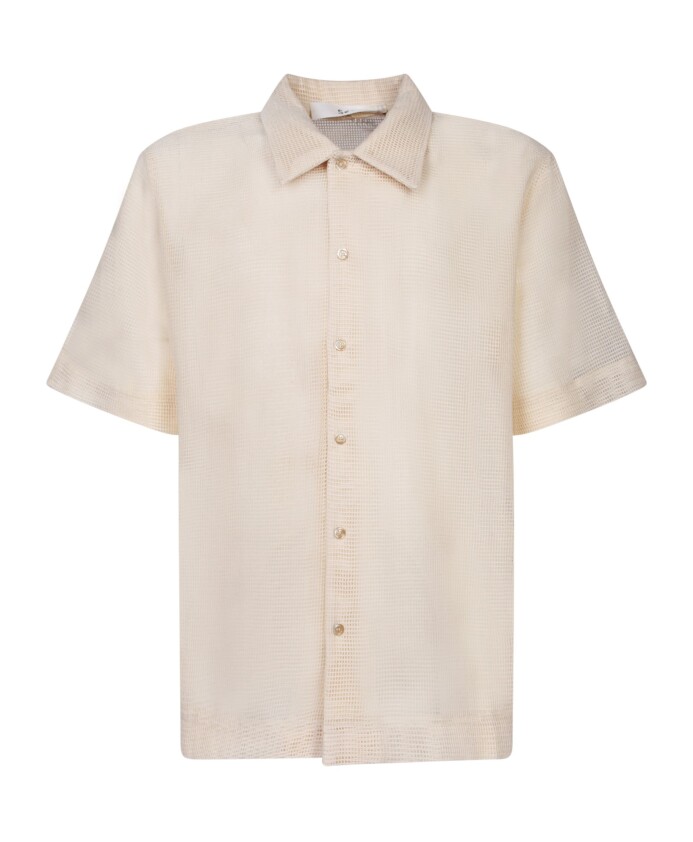 chemise-beige-col-classique-manches-courtes