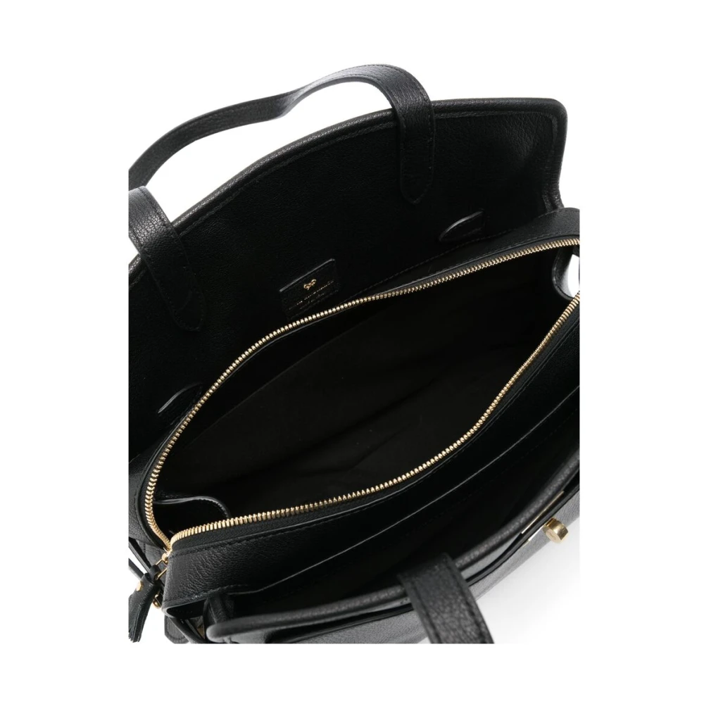 Anya Hindmarch Gestructureerde Leren Zwarte Tote Tas Black Dames