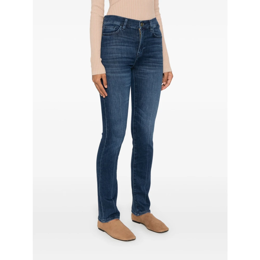 Frame Hoge Rechte Lange Jeans Blue Dames