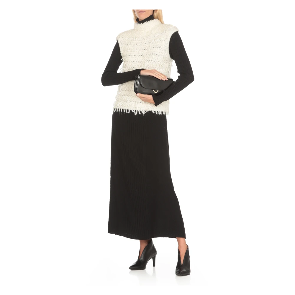 D.Exterior Ivoor Mouwloze Hoge Hals Sweater Beige Dames