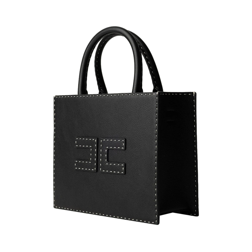 Elisabetta Franchi Zwarte handtas met gouden details Black Dames