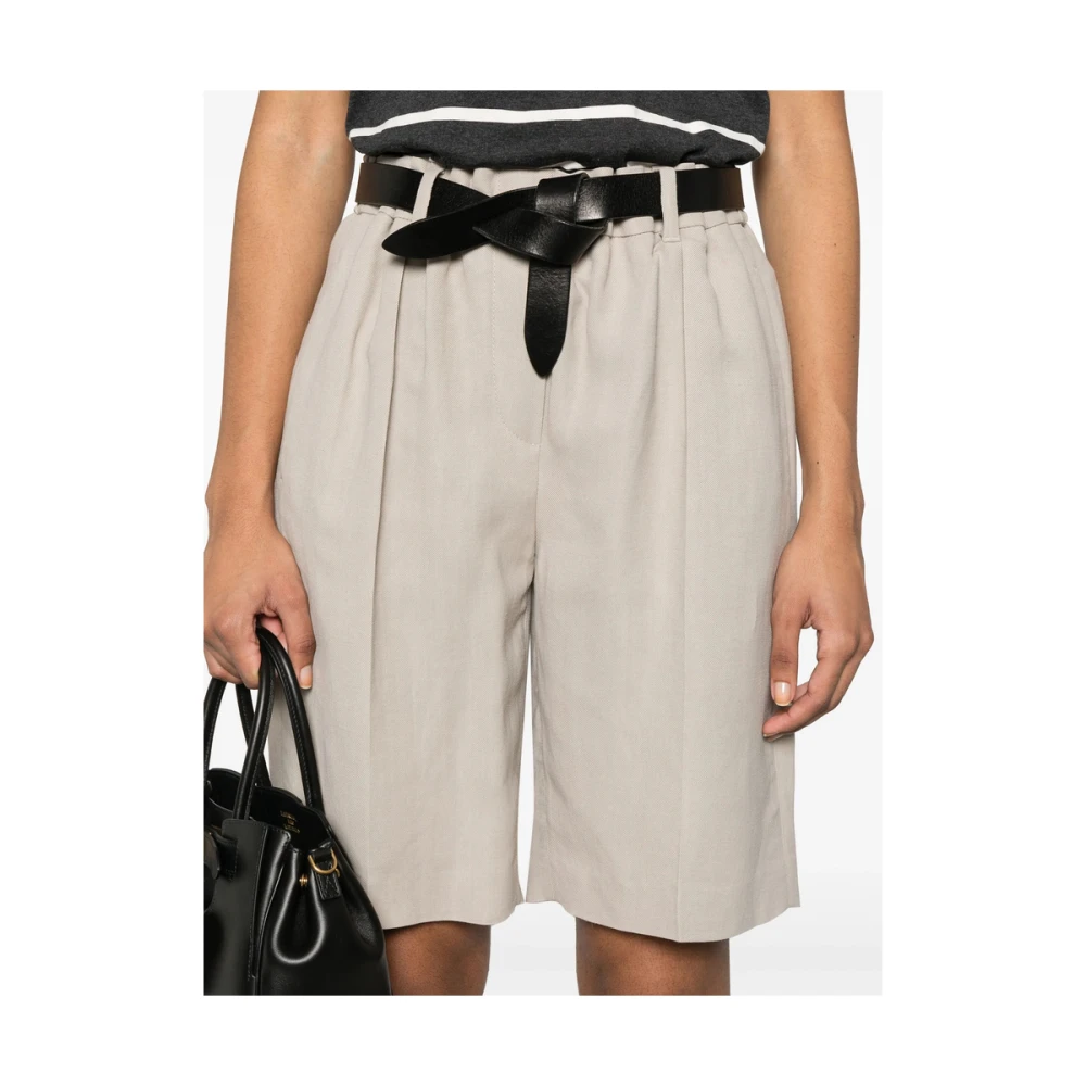 BRUNELLO CUCINELLI Lichtbruine Riemlus Shorts Brown Dames