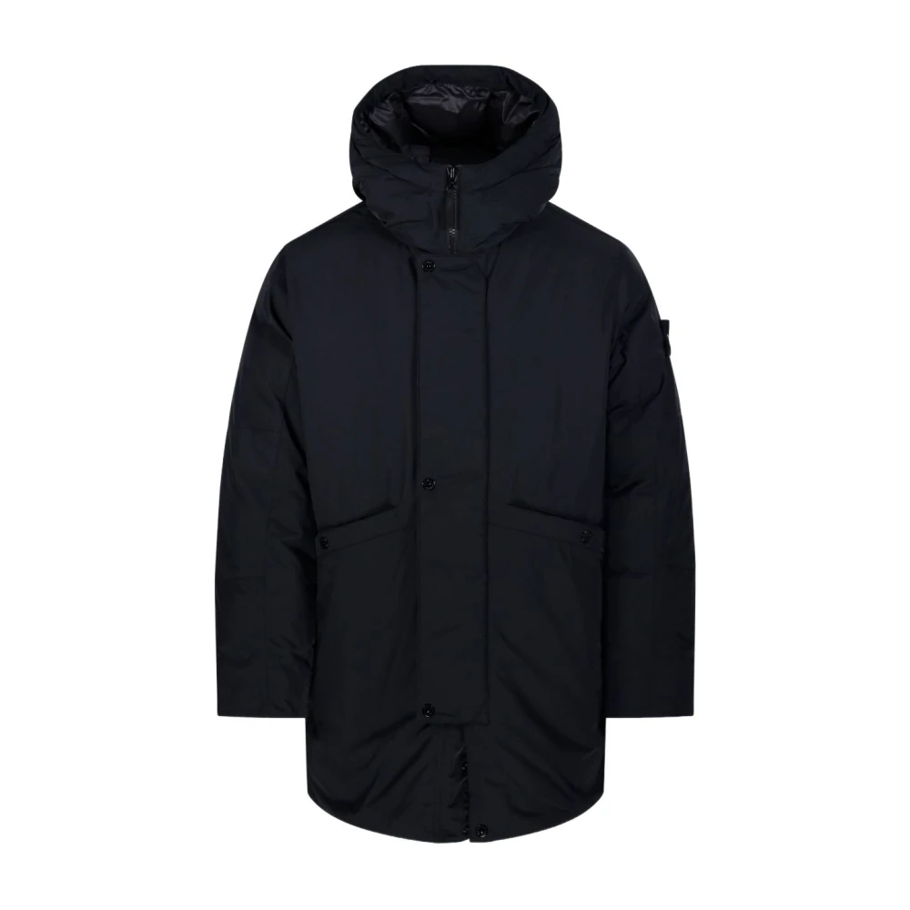 Stone Island Black Winter Jackets, Male, S, Hooded Down Parka