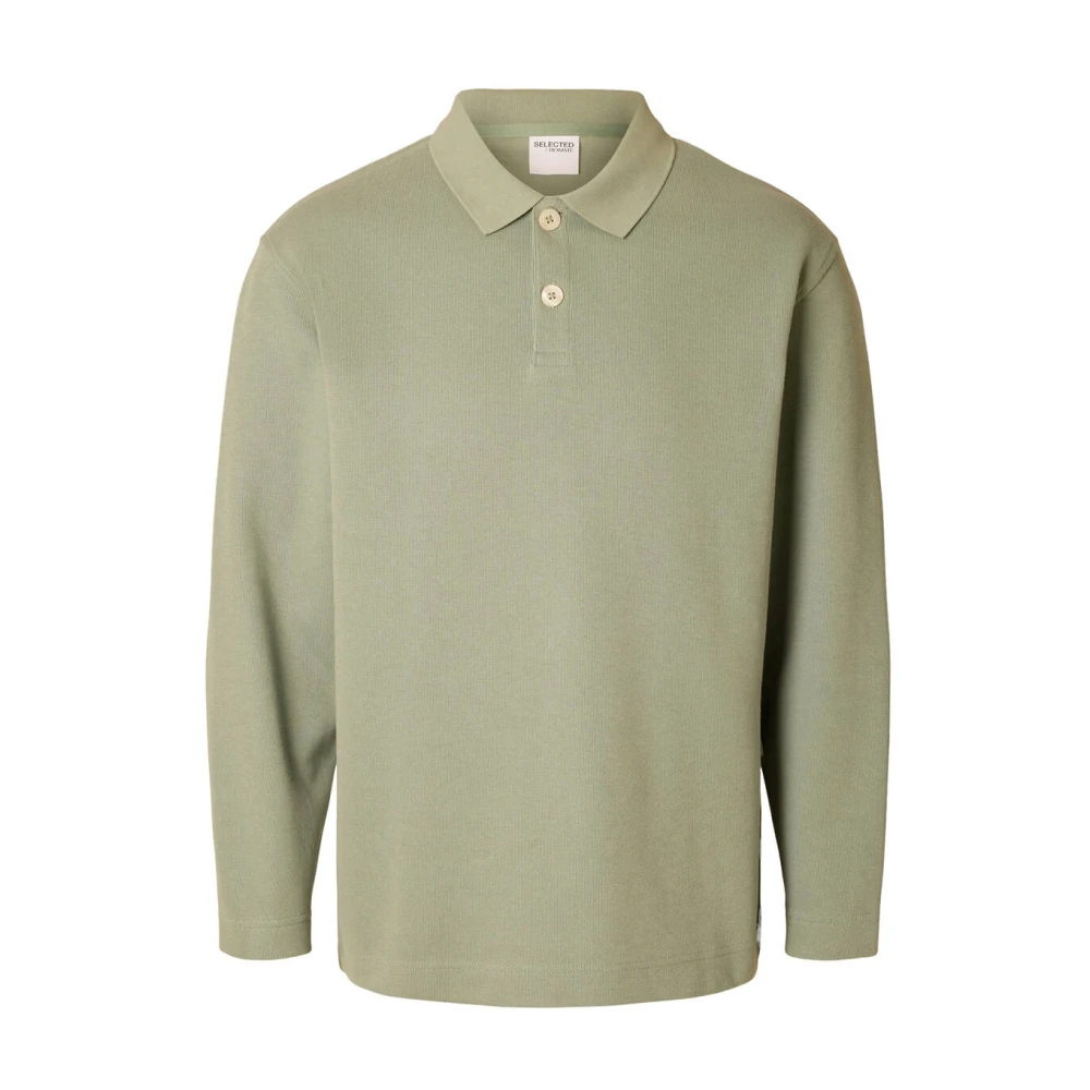 Selected Homme Relaxed Wayne Polo Sweatshirt Green Heren