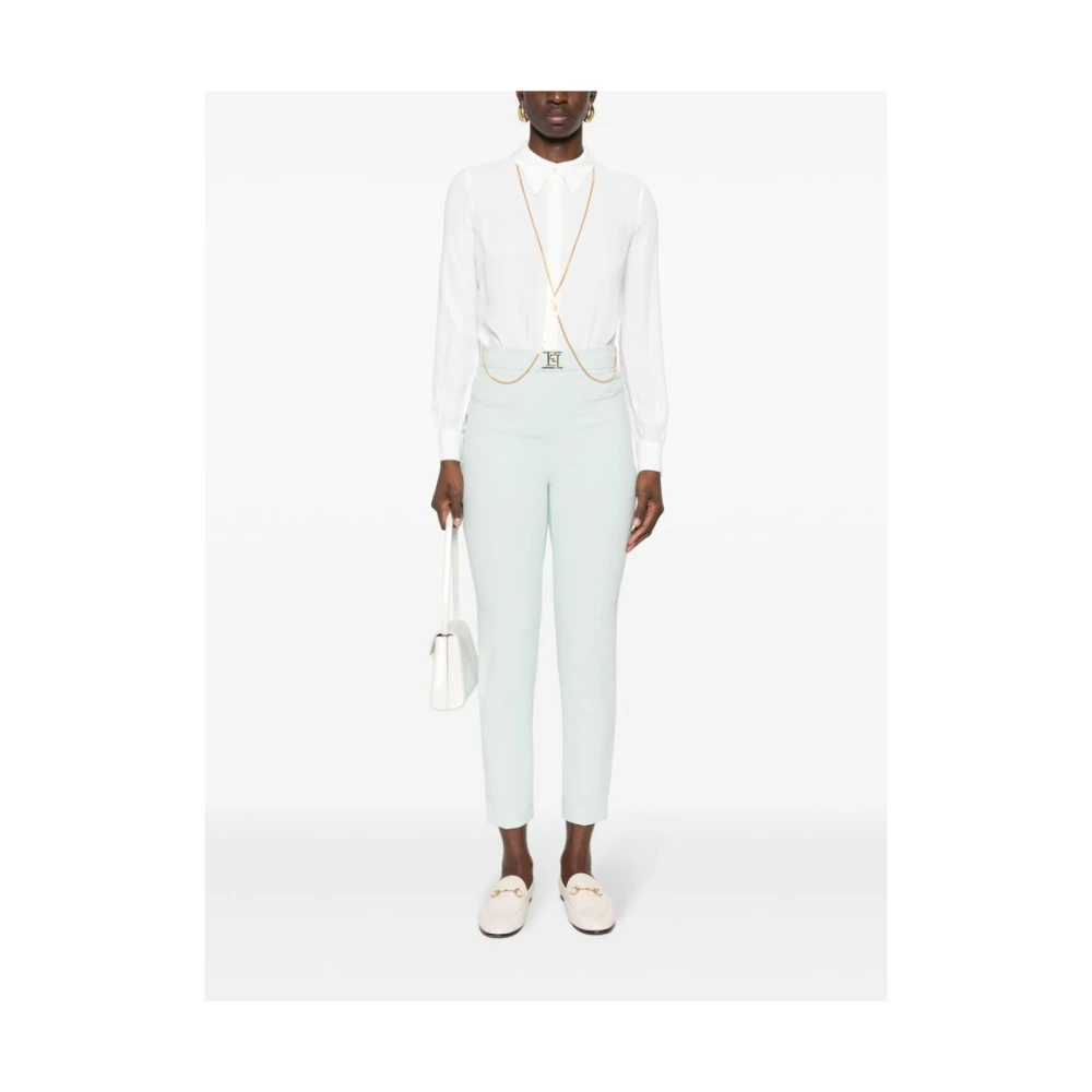 Elisabetta Franchi Blauwe Stretch Crepe Broek Blue Dames