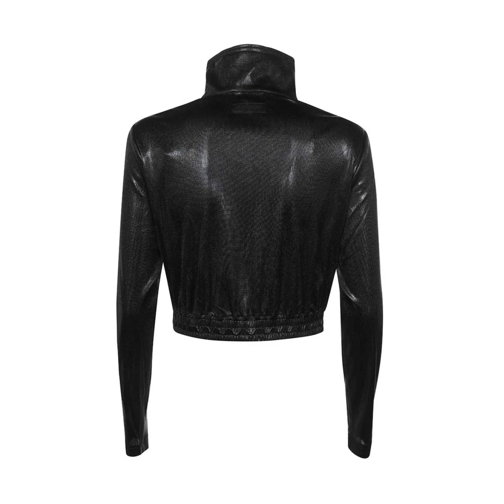 John Richmond Stijlvolle Cropped Zip Sweatshirt Black Dames