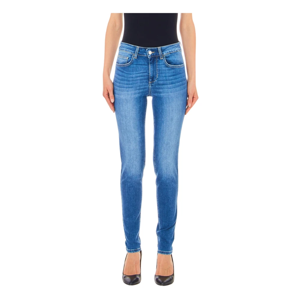 Liu Jo Donna Blu Jeans Skinny Bottom Up Con Pietre Preziose