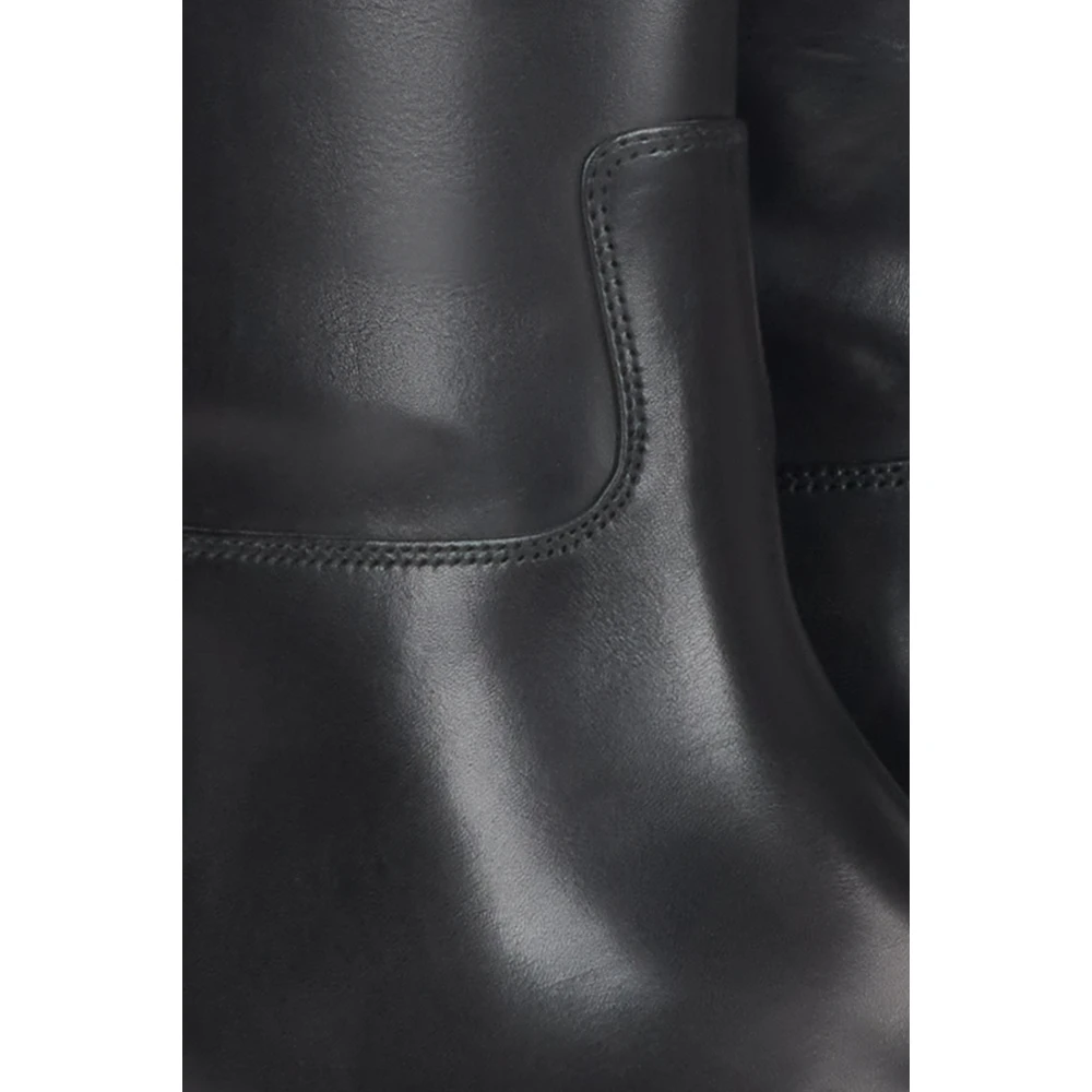 Estro Zwarte laarzen voor dames met een brede schacht en ornament van echt leer Black Dames