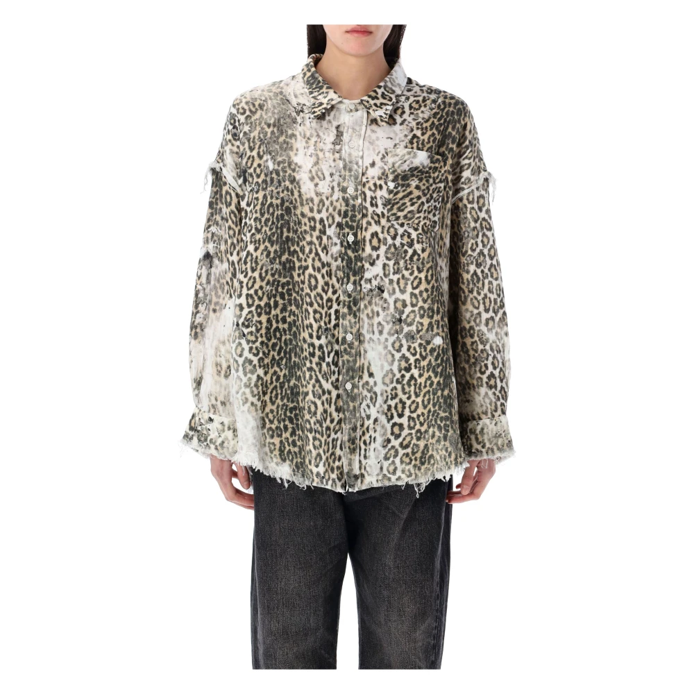 R13 Leopard Print Drop Neck Shirt Multicolor Dames