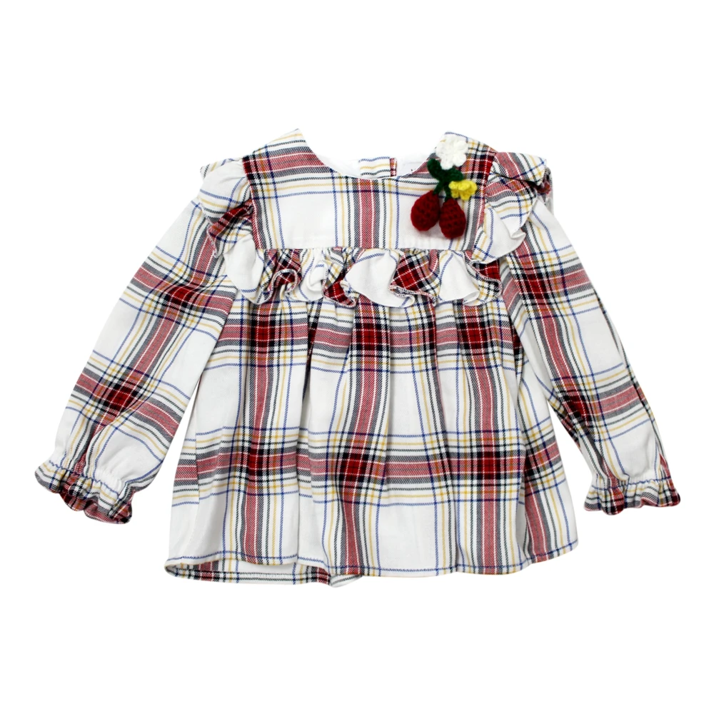 Monnalisa Girls Multicolor Blusa Tartan In Viscose - Kids Blouses - 2 Y - Kids