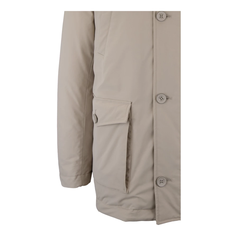 Herno Fur Hooded Down Jacket Beige Heren