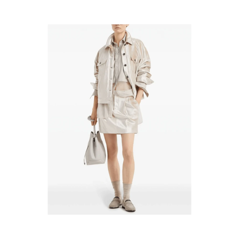 BRUNELLO CUCINELLI Geparelde Afwerking Gewatteerde Jas Beige Dames