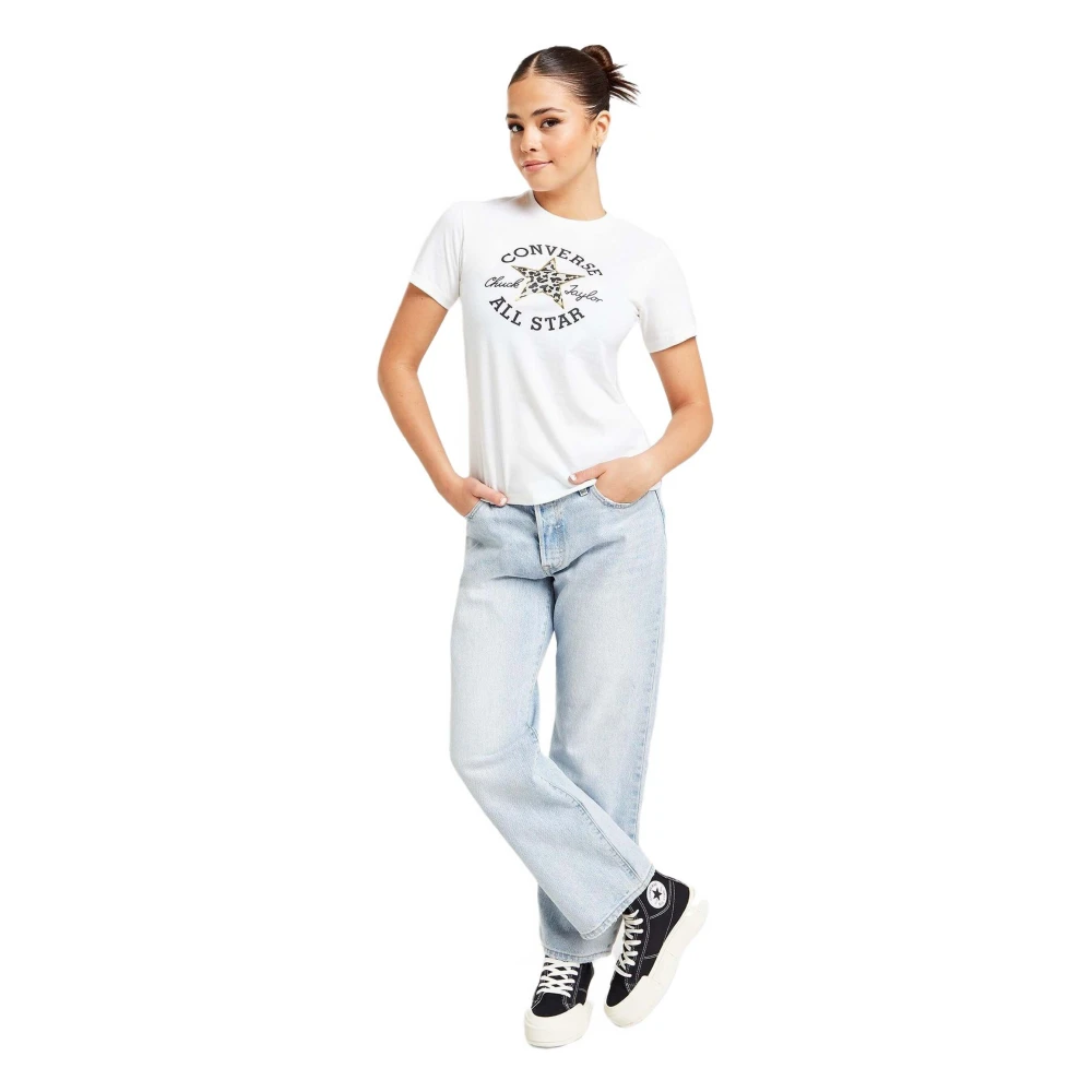 Converse Chuck Patch Leopard Infill TEE T-shirt White Dames