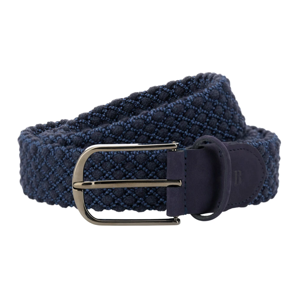 Boggi Milano Blå Vävt Bälte I En Stretch Viskosblandning