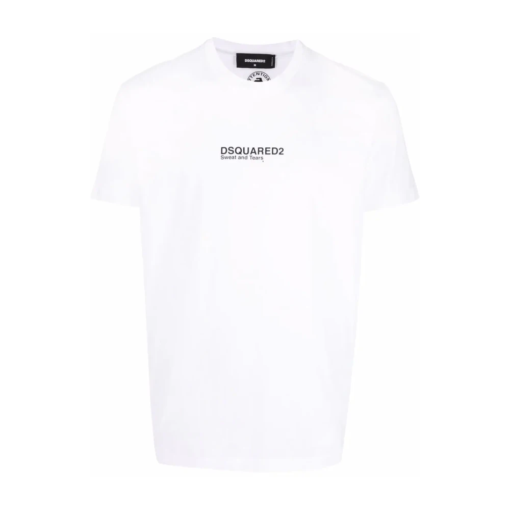 Dsquared2 Men's White Logo Printed Short-Sleeved T-Shirt - T-Shirts - L - Tops