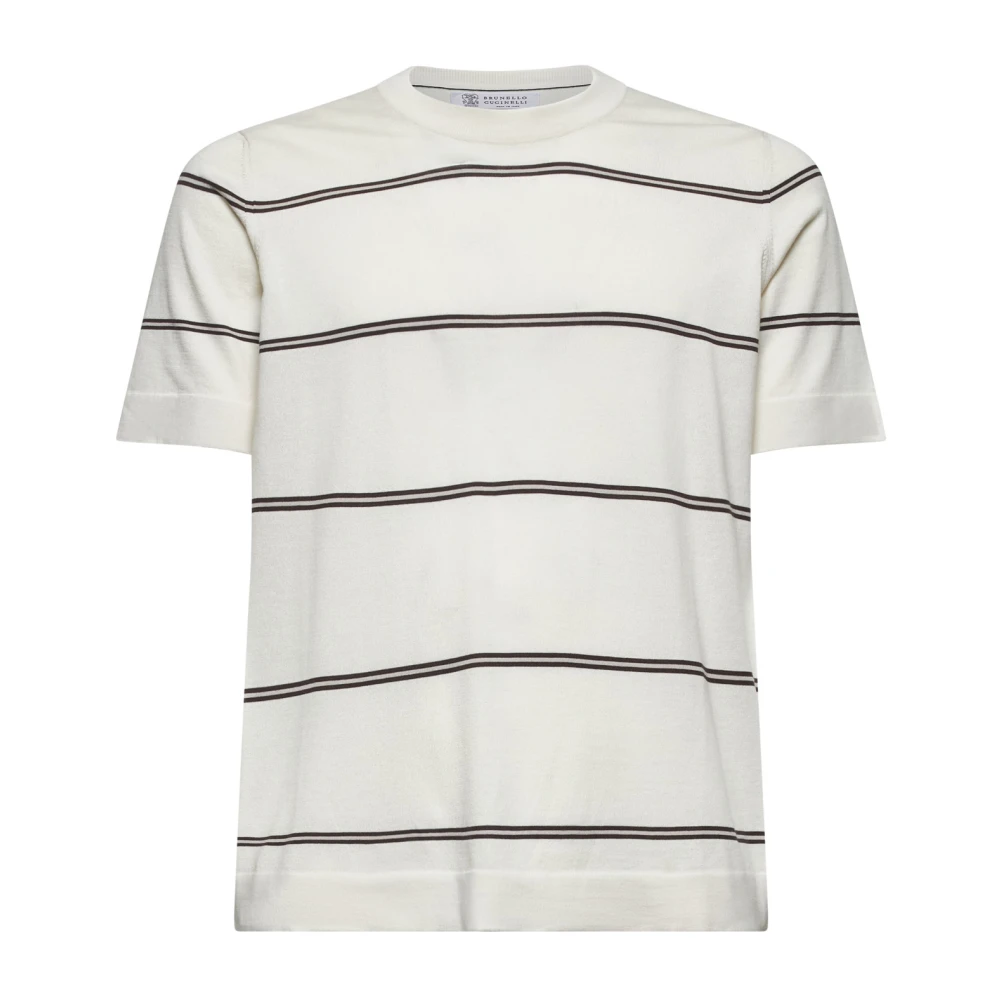 BRUNELLO CUCINELLI Asymmetrische Knoopsluiting Zijden Blouse White Heren