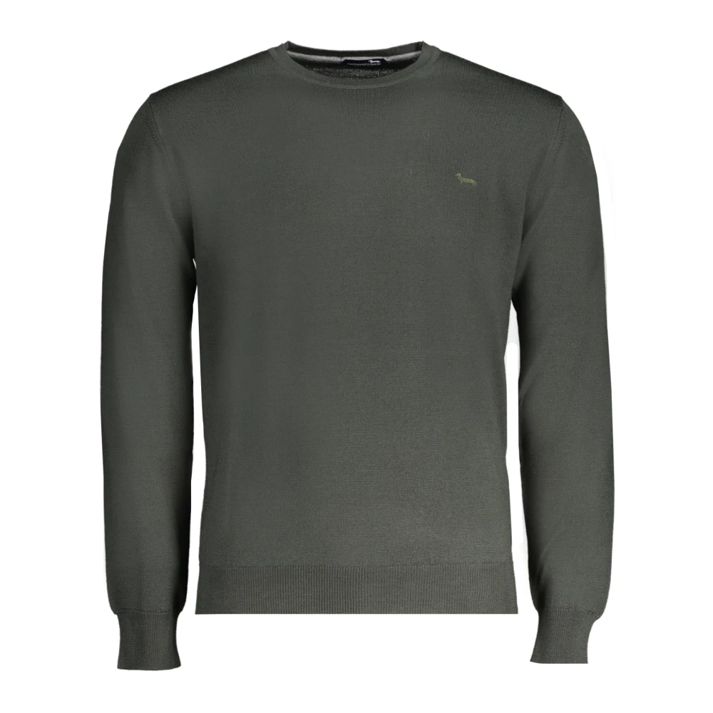Harmont & Blaine Men's Green Round-Neck Knitwear,, Long Sleeve Jersey Embroidered Logo Medium