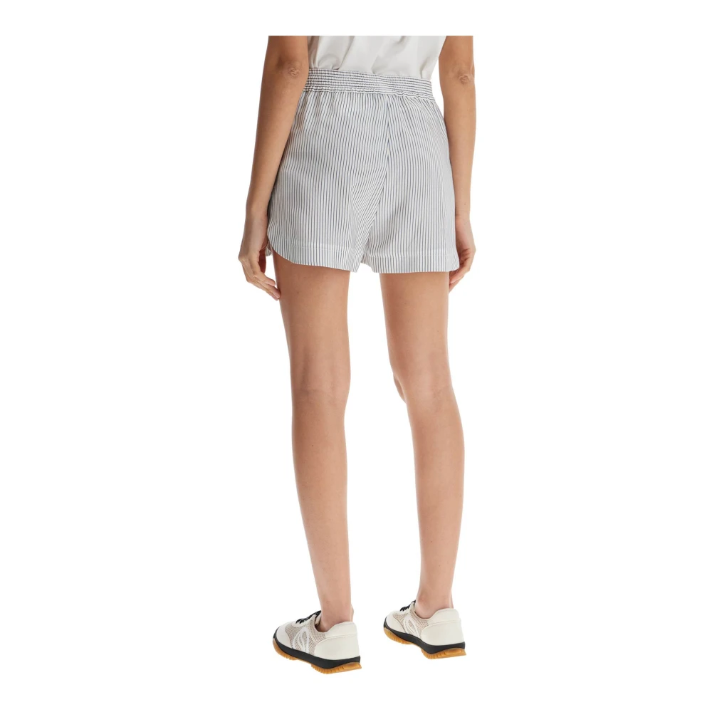 Stella Mccartney Gestreepte zijden shorts met geborduurd detail White Dames