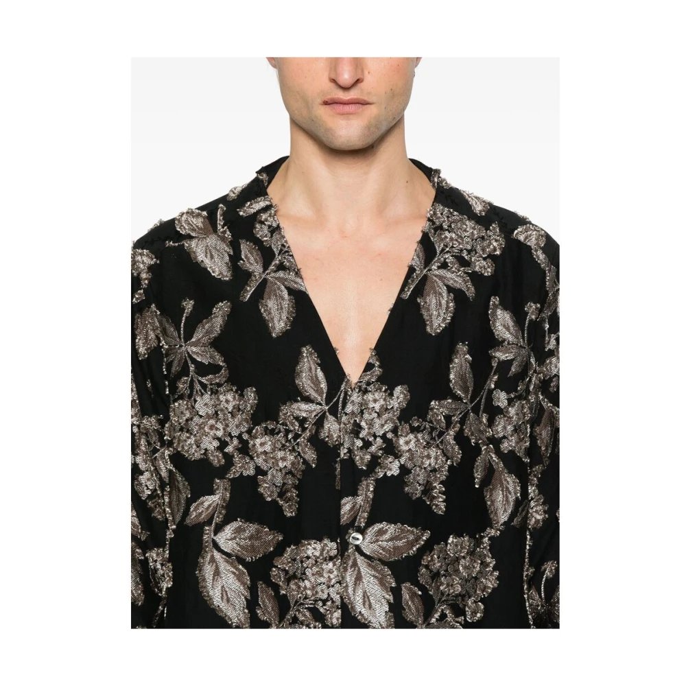 Needles Zwarte V-hals Lange Mouw Shirt Black Heren