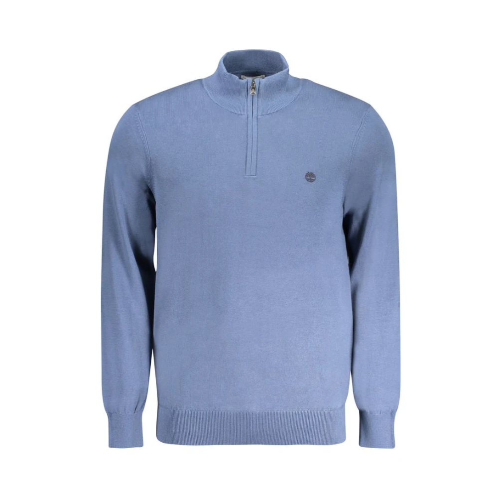 Timberland Blauwe Katoenen Half-Zip Sweater Mannen Blue Heren