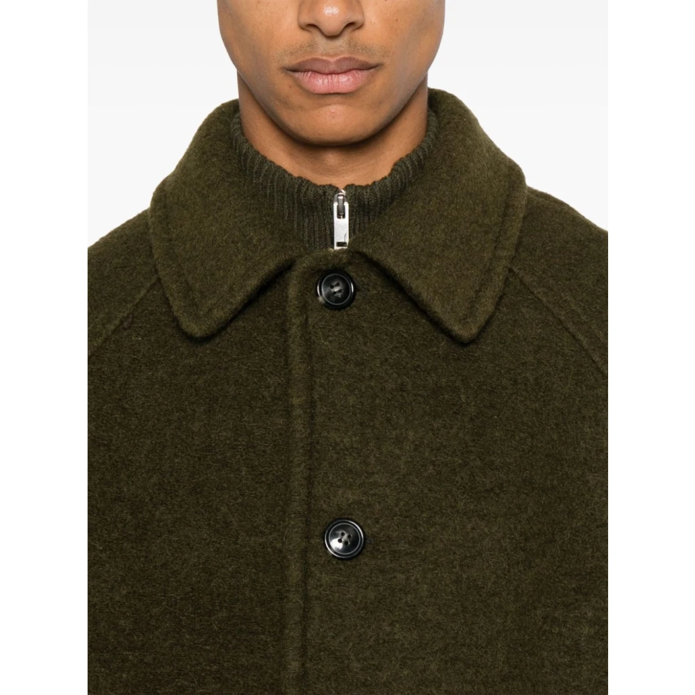 A.p.c. Gestructureerde wollen jas Klassieke stijl Green Dames