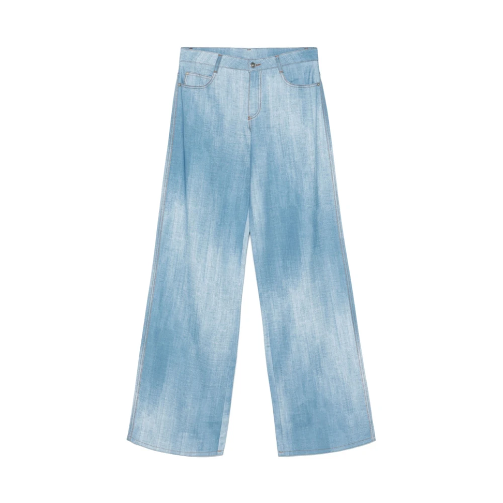 Ermanno Scervino Lichtblauwe Denim Print Broek Blue Dames