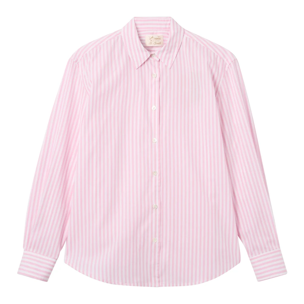 Mc2 Saint Barth Pink Meredith Cotton Sb Stripes V 21 Emb - Female - Shirts - M - Blouses & Shirts