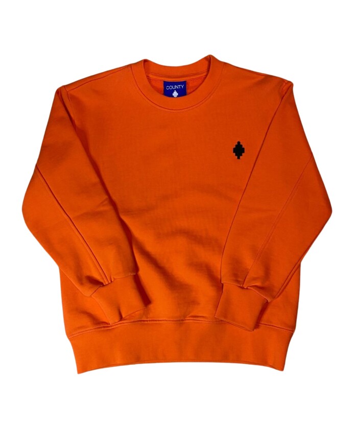 pull-orange-avec-impression-noire