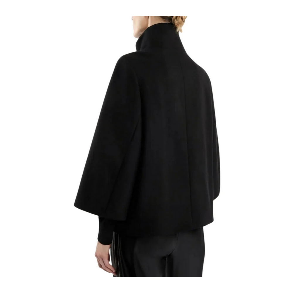 Fay Geometrische wollen jas met driekwart mouwen Black Dames