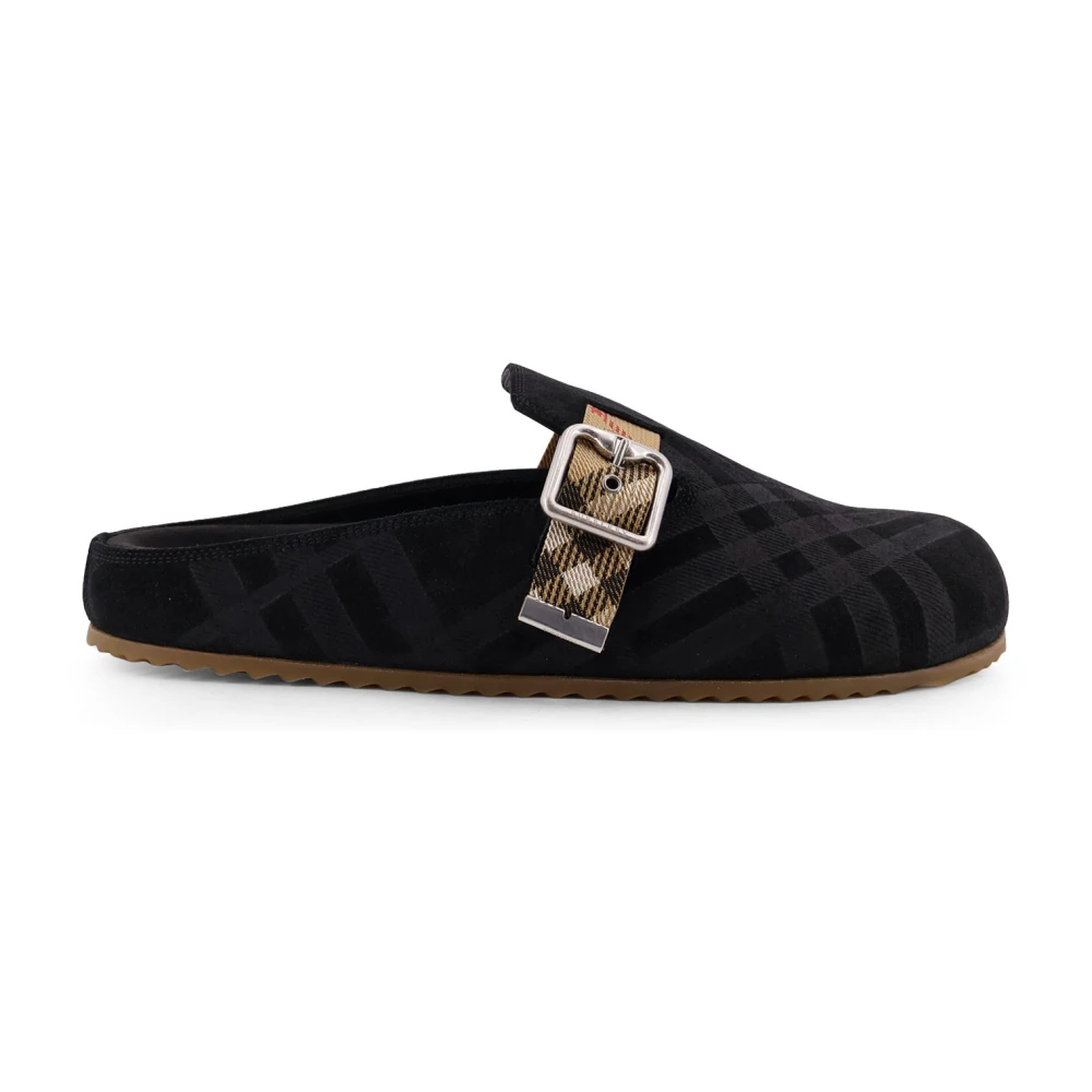 Burberry , Mules, Male, Black, 7 Uk, Rounded Toe Mule