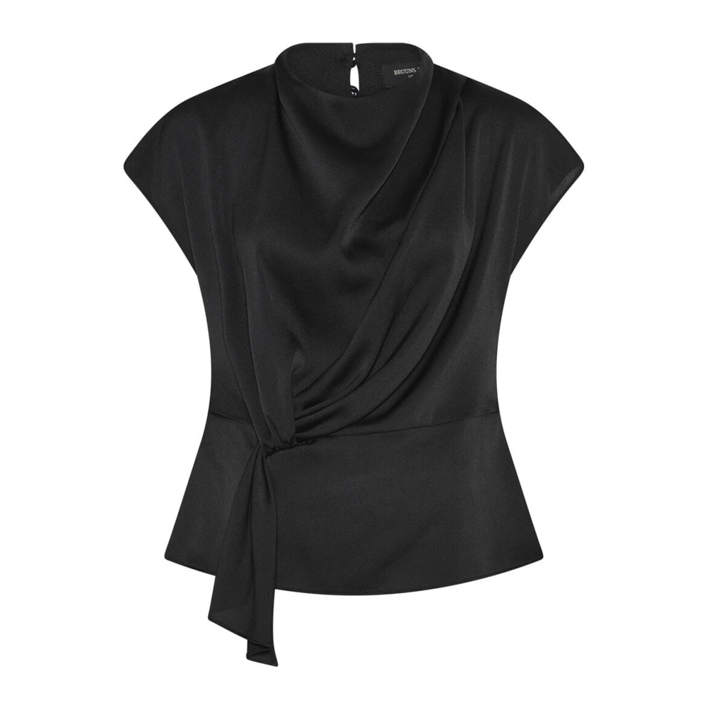 Bruuns Bazaar Zwarte gedrapeerde blouse Black Dames