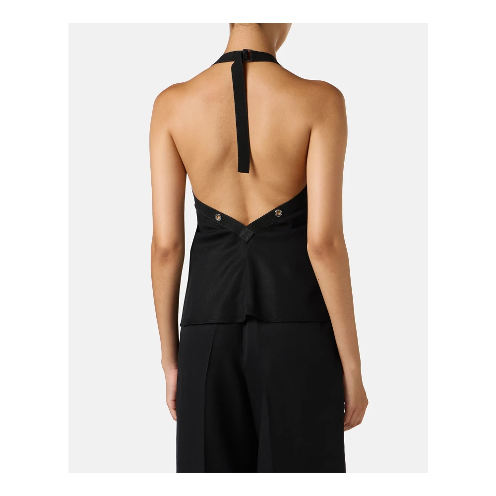 Iceberg Zwarte top nieuwe pasvorm in vloeibaar Tencel Black Dames