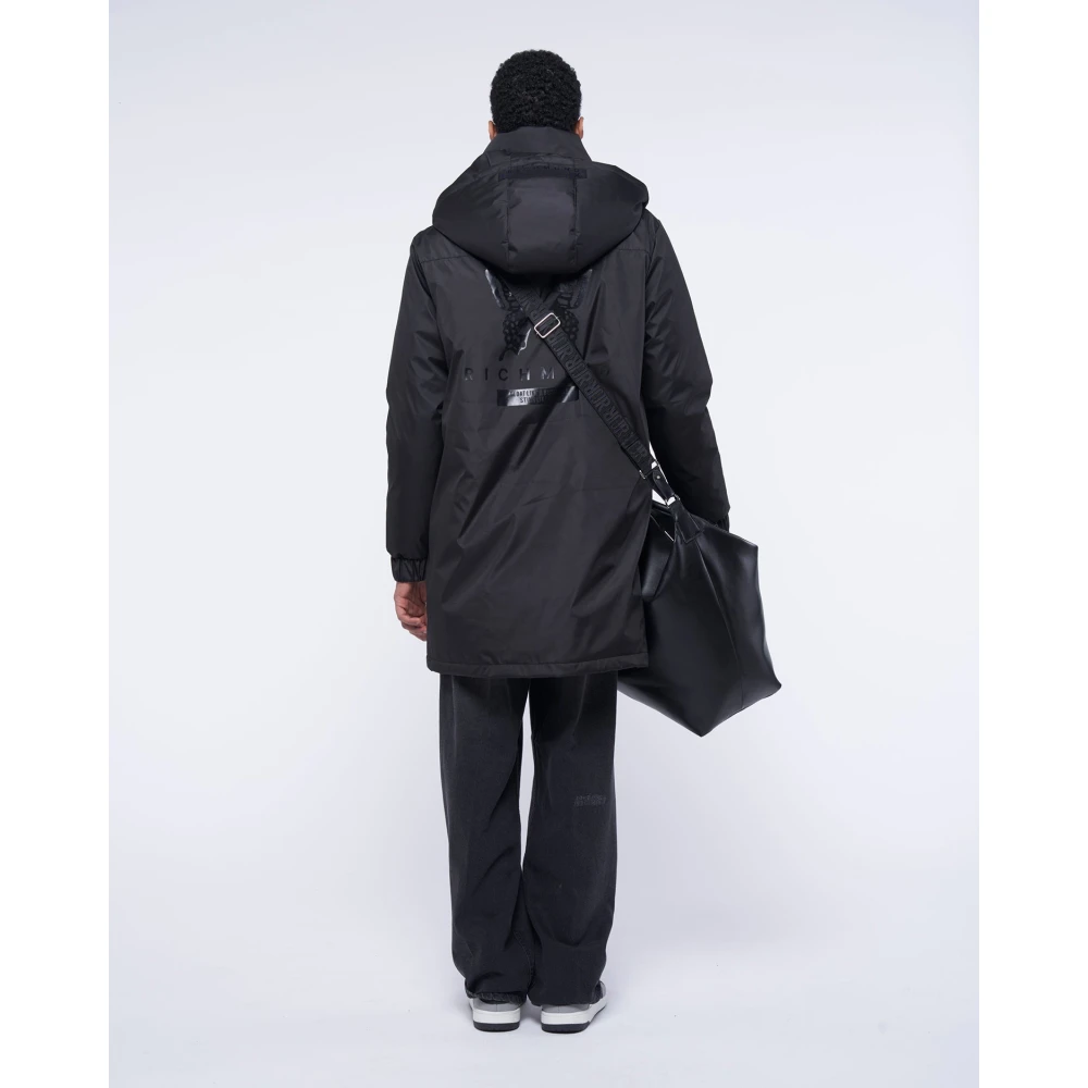 John Richmond Lange parka met capuchon Black Heren