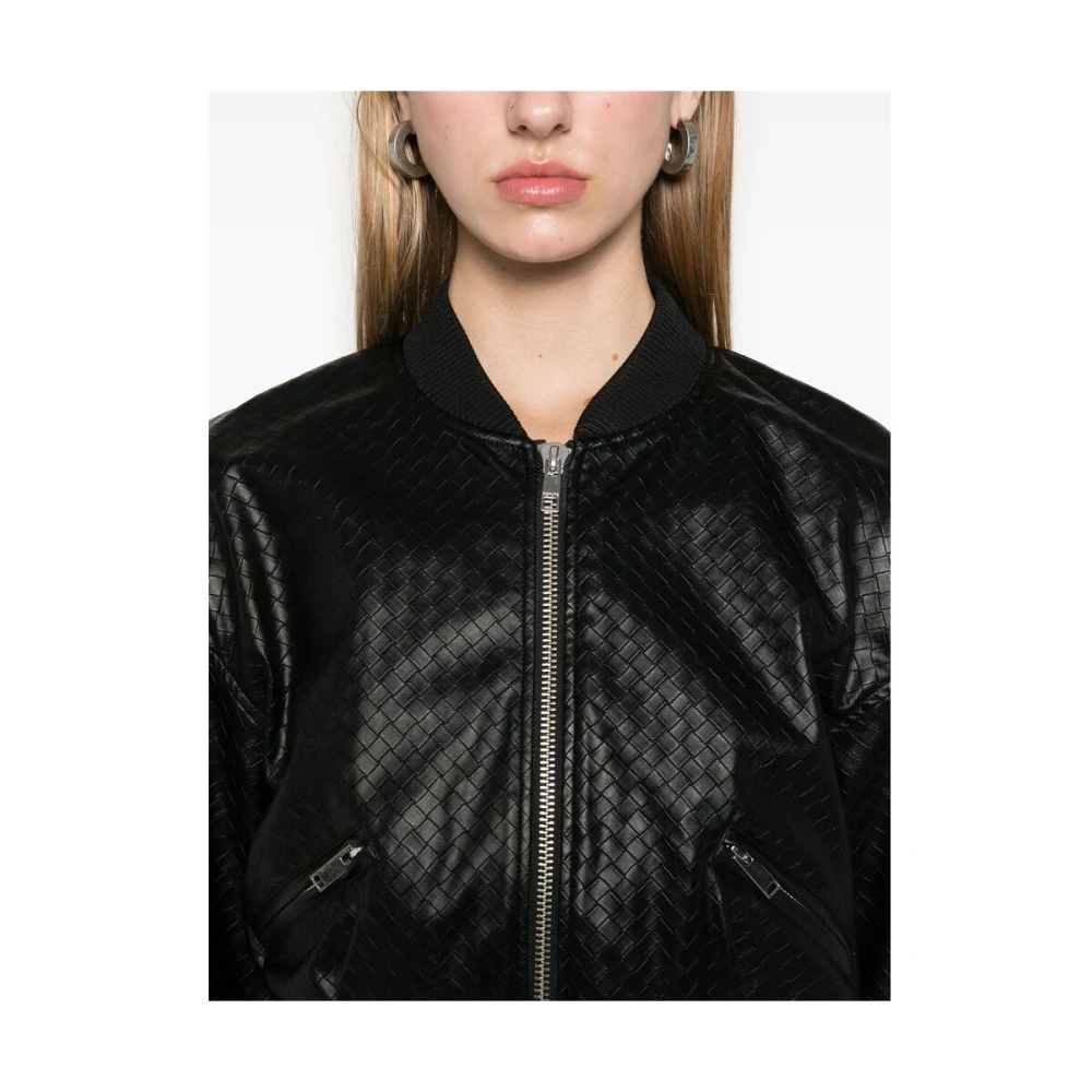 Rotate Birger Christensen Gevlochten Imitatieleren Jas Black Dames