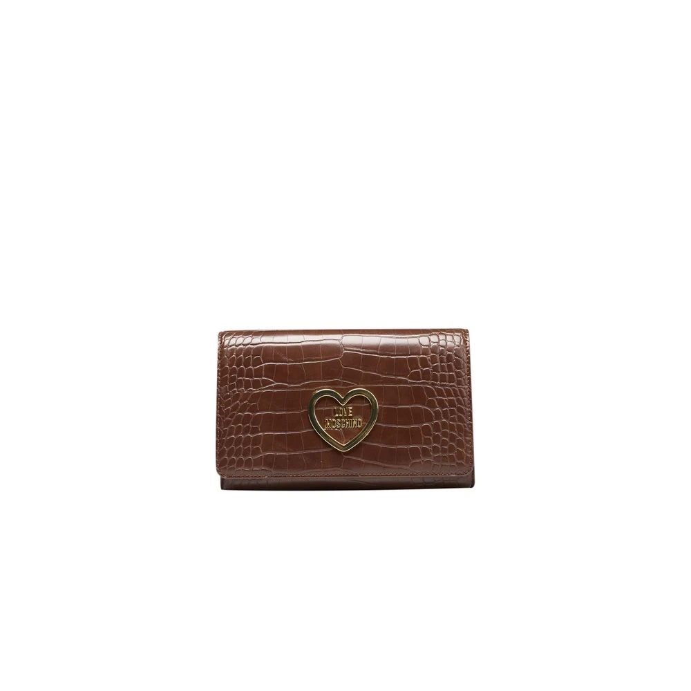 Love Moschino Bruine Polyethyleen Schoudertas met Ketting Brown Dames
