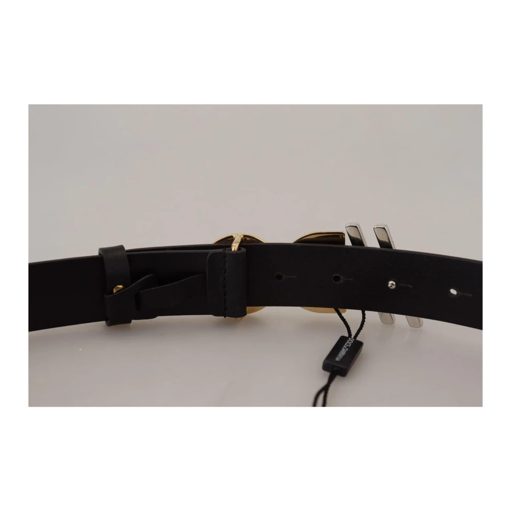 Dolce & Gabbana Zwart Leren Riem met Metalen Gesp Black Dames