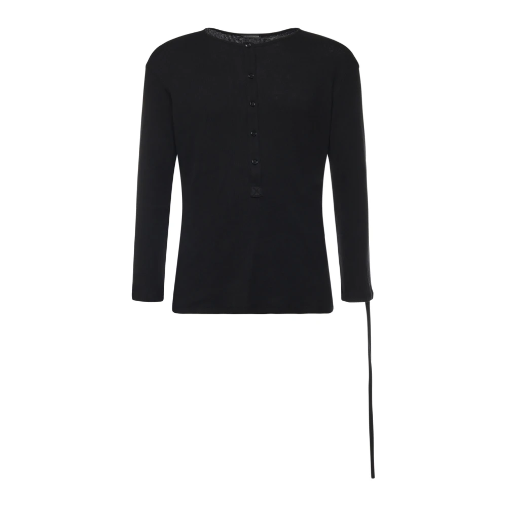 Ann Demeulemeester Black Long Sleeve T-Shirts, Male, L, Ilyas Serafino Top