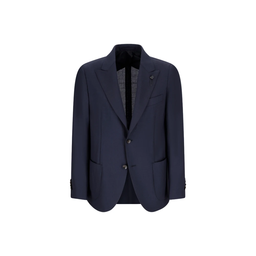Lardini Men's Blue Blazers, 2XL, Cool Wool Single-Breasted Suit