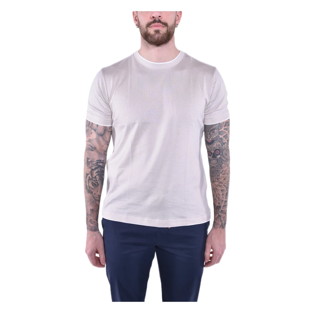 Eleventy Luxe Giza Cotton Crewneck T-Shirt Beige White Heren