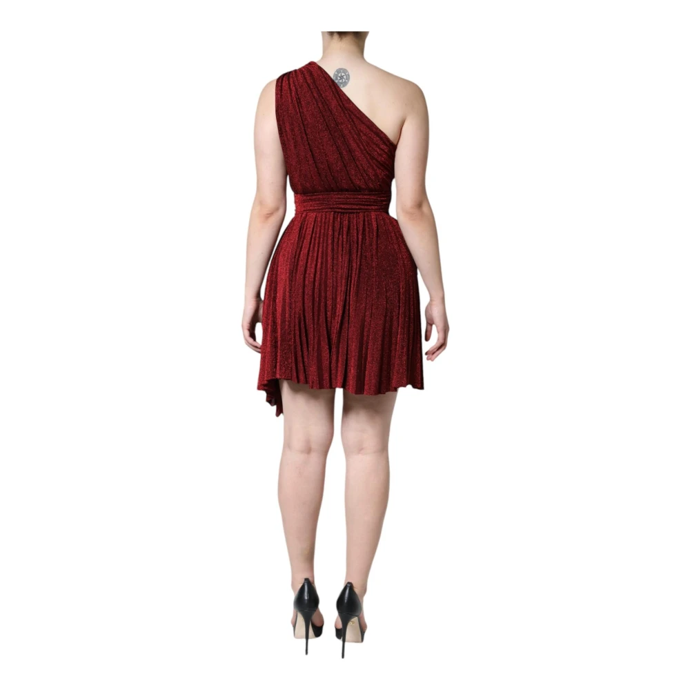 Dolce & Gabbana Rode Geplooide A-lijn Mini Jurk Red Dames