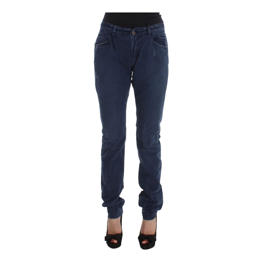 Costume National Women's Blue Slim Fit Jeans, W33, Regular Fit Jeans With Zipper And Button Fly