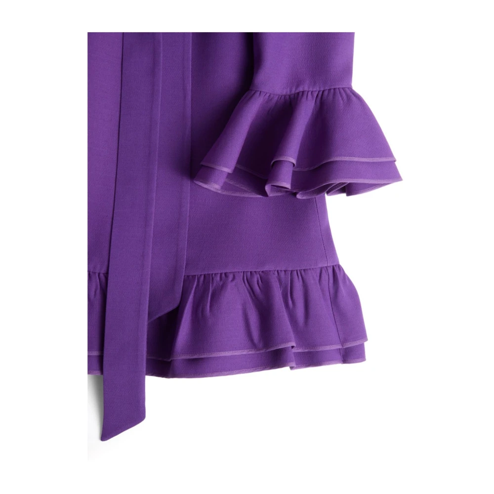 Valentino Paarse wol-zijde mix jurk met ruches Purple Dames