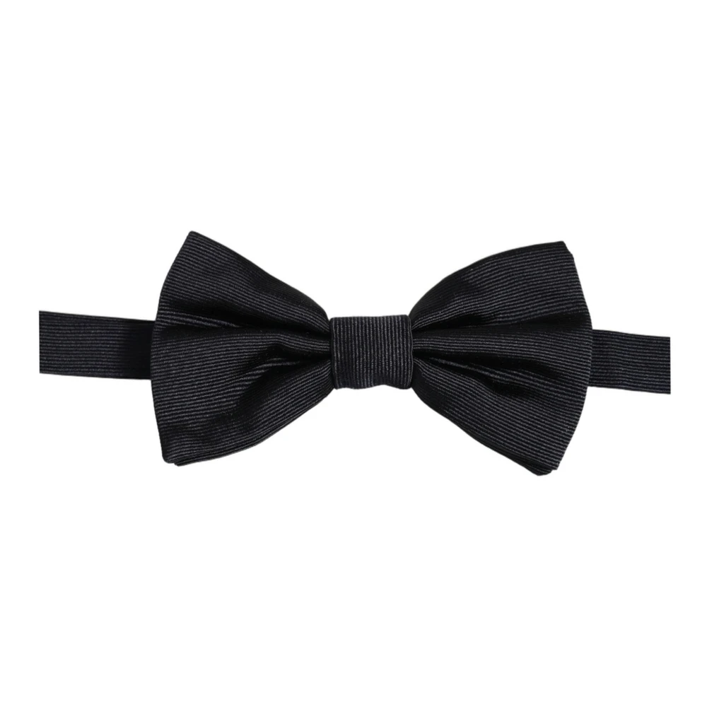 Dolce & Gabbana Men Dark Blue 100% Silk Adjustable Neck Papillon Bow Tie - Image 2