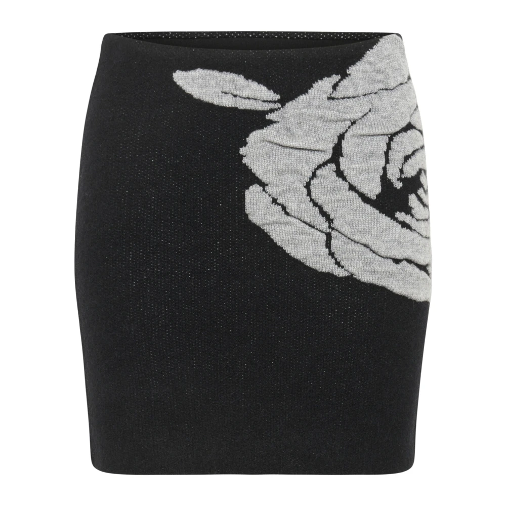 Gestuz Black Short Skirts, Female, Xl, Knit Skirt With Slim Fit