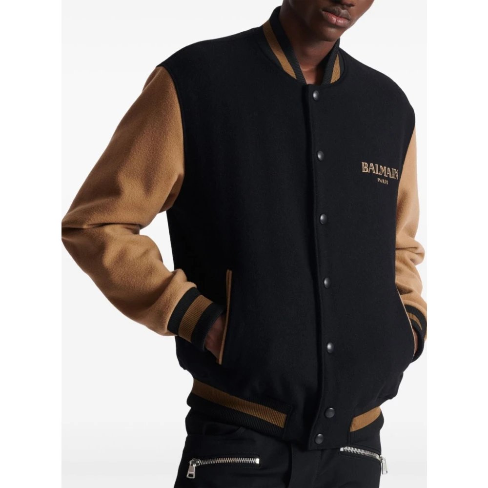 Balmain Nero E Marrone Wol Bomberjack Black Heren