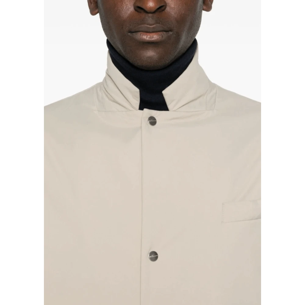 Kiton Beige Gewatteerd Jack met Inkeping Kraag Beige Heren